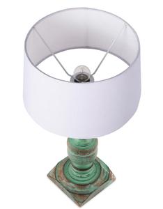 Rustic Wood Table Lamp with Beige Linen Drum Shade Warm White <b>Light</b> for Bedroom Decorative <b>Lighting</b> - Product Image 2