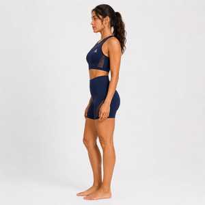 Conjunto de sujetador deportivo y pantalones cortos para mujer, personalizado por OEM, transpirable, elástico, para gimnasio, entrenamiento, ropa deportiva, fabricante mayorista - Product Image 4