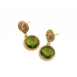 Green Peridot <b>Earrings</b> Round Cut Gemstone Drops Modern <b>Gold</b> Plated Jewelry V - Product Image 4