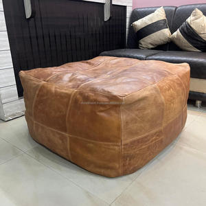 Multifunction Custom 100% Genuine Leather Pouf Vintage Brown Large Foot <b>Stools</b> Ottoman Foot <b>Stool</b> for Living Room Pouf - Product Image 2