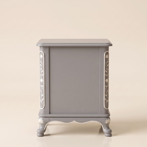 Handcrafted Eco-Friendly Gray Bone Inlay Modern <b>Bedroom</b> Furniture Nightstand Floral Pattern Two <b>Drawer</b> <b>Side</b> Table Living Room - Product Image 2