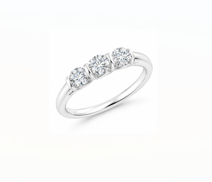 Anillo de Compromiso Clásico de Tres Piedras con Diamantes Cultivados en Laboratorio, Corte Brillante, Certificado IGI, Oro Blanco de 18K, para Aniversario de Bodas - Product Image 2