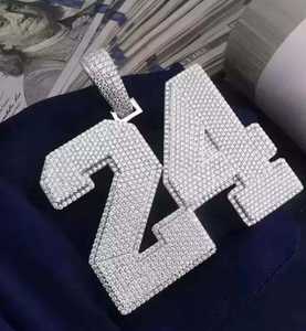 จี้เลข 24 ประดับเพชรโมอิสซาไนต์เต็มเม็ด 38 กะรัต เงินแท้ สไตล์ฮิปฮอป งานสั่งทำพิเศษ เครื่องประดับสำหรับทุกเพศ - Product Image 3