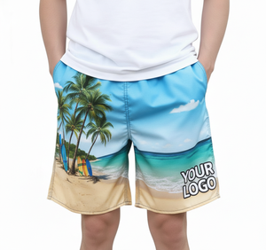 Shorts de Playa para Hombre y Mujer, Logotipo Personalizado, Verano, 100% Poliéster/Algodón, Transpirables, Secado Rápido, Sublimación Completa - Product Image 1