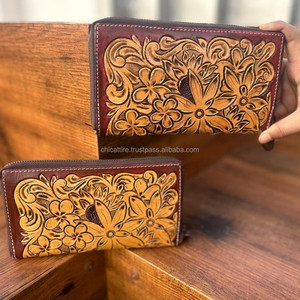 กระเป๋าสตางค์แบบตะวันตกทำด้วยมือทำมือใหม่สำหรับผู้หญิงที่ใส่บัตรเครดิตหนังแท้คุณภาพสูงและกระเป๋าสตางค์โทรศัพท์ - Product Image 4