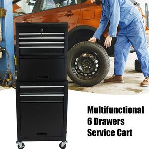 High Capacity 6-Drawer Rolling <b>Tool</b> Chest BLACK Utility <b>Cart</b> with Wheels <b>for</b> <b>Tool</b> Storage - Product Image 1