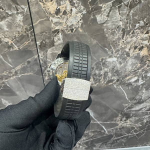 นาฬิกาข้อมือทรงกลมประดับเพชรโมอิสซาไนต์ หน้าปัดสีดำ ตัวเลขบอกเวลา สไตล์ฮิปฮอป ระบบออโตเมติก สายยาง สำหรับผู้ชาย - Product Image 4