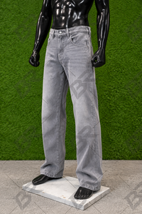 Men's Straight-Leg Solid Waterproof Vintage Stonewashed Denim Jeans Mid Waist Regular Fit Cotton Fabric Autumn Style <b>Fur</b> - Product Image 2