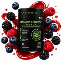 Gomitas Probióticas y Prebióticas Sin Gluten, Sin OMG, Sabor a Bayas Mixtas, Vegetarianas, Sin Gelatina, para la Digestión Intestinal, Marca Privada OEM