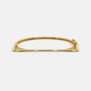 14K Gold Geometric Diamond Bar <b>Bangle</b> <b>Bracelet</b> - Product Image 3