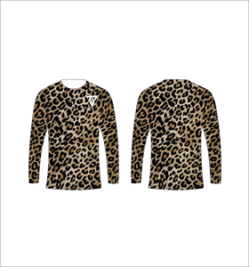 Men Brown Leopard Print Long Sleeve Athletic Shirt Running Top Compression Gym Workout Training Tee Tactical <b>Animal</b> <b>Pattern</b> - Product Image 4
