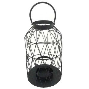 Lanterne ronde en fer avec bougie LED sans flamme et poignée pour la décoration de la maison et du jardin - Product Image 2
