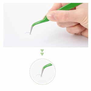 แหนบมืออาชีพสำหรับต่อขนตา สีเขียว แบบตรง แบบโค้ง ปลายแหลม แหนบสแตนเลส ชุดแหนบความแม่นยำสูง - Product Image 6