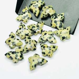 Perles de pierre précieuse Jaspe Dalmatien Papillon, 14 mm, facettées, sculptées à la main, pour bijoux femme, vente en gros, très demandées - Product Image 3