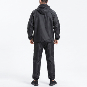 Combinaison de sauna noire à capuche pour homme, en polyester, ensemble complet avec cordon de serrage à la taille, pour toutes les saisons, vêtements de sport et de fitness - Product Image 3