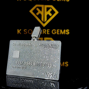 Pendentif Carte de Crédit Iced Out en Cuivre Plaqué Rhodium avec Micro-Incrustation de Zircon, Breloque Unisexe Hip Hop, Bijou de Luxe Tendance, Idéal Cadeau - Product Image 3