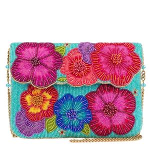 Nuevo bolso de mano de moda hecho a mano nuevo bordado abalorios decoraciones de perlas patrón geométrico algodón duradero bolsas con cremallera - Product Image 1