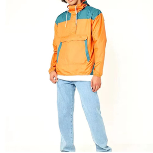 Wholesale Price Men's Custom Hooded Windbreaker <b>Jacket</b> with Front Logo Solid Color Waterproof & Breathable - Product Image 4