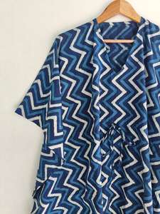 Robe Kaftan en Pur Coton pour Adultes, Style Streetwear d'Été, Tissu Tricoté, Taille Naturelle, Mode Estivale, Kaftan Imprimé - Product Image 2