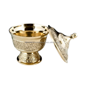 Traditional Luxury Handmade Brass <b>Bowl</b> <b>Sugar</b> Chocolate Candy and Dry Fruit Metal Container With Engraved Design at Best Price - Product Image 2