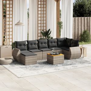 Set di Divani da Giardino Modulari in Rattan PE Grigio, 8 Pezzi, Eleganti Divani da Giardino Componibili - Product Image 1