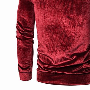 Men's Red Velvet Hooded <b>Sweatshirt</b> Regular Fit Casual Pullover Cartoon Embroidered Knitted Hoodie Winter Wear 100% Cotton - Product Image 4