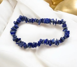 Natural <b>Blue</b> Sodalite Chip <b>Bracelet</b> Irregular Gemstone Beaded Stretch Bangle Healing Properties Inspirational Anti-Anxiety - Product Image 4