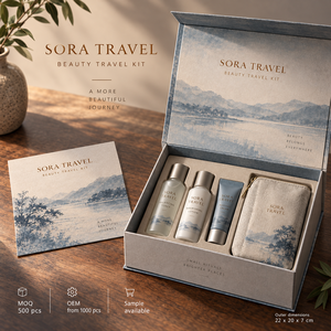 Kit de Viaje de Belleza SORA Personalizado, Caja de Empaque Magnética Estilo Libro - Product Image 6