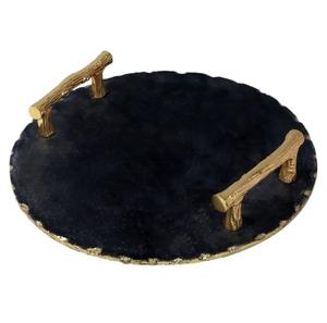 Bandeja de Servir de Mármol Blanco de Lujo, Forma Redonda, Ecológica, Vajilla de Alta Calidad para el Hogar, Bodas y Fiestas, Diseño Moderno y Lujoso - Product Image 1