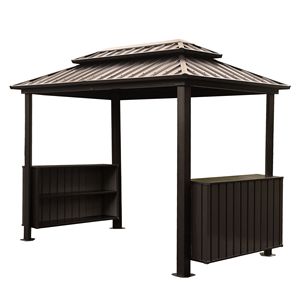 Gazebo de jardin 6x10FT avec toit rigide en acier galvanisé double et 2 armoires, auvent de terrasse et pergola par Ceili - Product Image 1