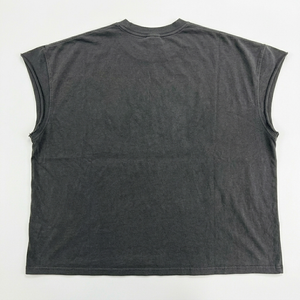 เสื้อยืดโอเวอร์ไซส์ผู้ชาย แขนกุด ลายกราฟิกสีดำสไตล์วินเทจ ล้างสีแบบแอซิดวอช พิมพ์ลายตัวอักษร เสื้อกล้ามฮิปฮอป สตรีทแวร์ ผ้าฝ้าย - Product Image 5