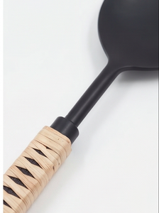 Juego de cubiertos de acero inoxidable con mango de madera negra, elegante vajilla para cenas modernas, bodas, cocina, fiestas y uso en mesa. - Product Image 2