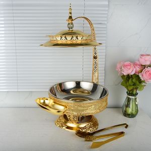 Luxury Catering Brass Chafing Dish with Lid Support, Elegant <b>Buffet</b> <b>Server</b> for Home Hotel Restaurant Wedding and Banquets - Product Image 2