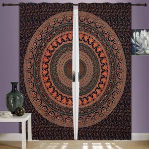 Rideau mural en coton motif paon et mandala, magnifique draperie florale pour porte et fenêtre, décoration intérieure par Indian Consigners - Product Image 4