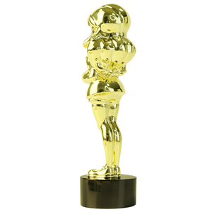 Statuette de chanteuse en métal doré, sculpture artisanale, trophée de concours de chant personnalisé avec gravure, vente en gros - Product Image 5