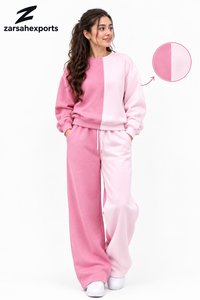 Conjunto de 2 Piezas para Mujer, Sudadera y Pantalones de Felpa Gris, 100% Algodón, Corte Holgado Informal, Cuello Redondo, Bolsillos, Color Sólido - Product Image 6