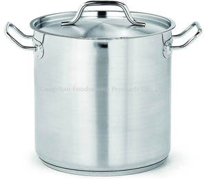 American Style Stainless Steel Kitchenware Low Casserole w/Lid 21ct Low Casserole <b>Soup</b> & Stock <b>Pots</b> With <b>Pot</b> Cover - Product Image 1