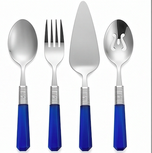 Ensemble de couverts en acier inoxydable de qualité supérieure avec élégant manche en acrylique bleu, ustensiles de cuisine et articles hôteliers pour les mariages - Product Image 1