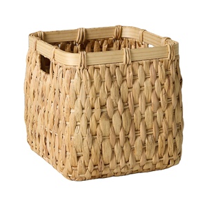 Cesta Cuadrada de Jacinto de Agua Tejida a Mano, Contenedor de Almacenamiento Ecológico y Sostenible, Venta al por Mayor, Proveedor OEM, Organizador para el Hogar - Product Image 1