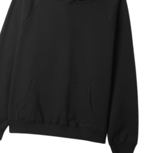 Sudadera con Capucha Unisex Bordada, Color Negro Sólido, Felpa Francesa, Informal, con Bolsillo Delantero, Talla Grande, 100% Algodón Ecológico - Product Image 3