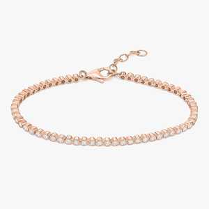 Round Cut Lab Grown Diamonds Tennis Bracelets 14K 18K Solid Gold Bezel Set Lobster Clasp <b>Adjustable</b> Dainty Minimalist Stacking - Product Image 5