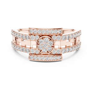 Ensemble de bagues statement cercle en diamant de laboratoire ROYAL PAV, or rose 18 carats plaqué rhodium, luxe, pour mariage, fiançailles, cadeau ou usage quotidien - Product Image 1