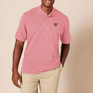 Men's <b>Pink</b> Short Sleeve Pique <b>Polo</b> <b>Shirt</b> With Embroidered Logo Casual Regular Fit Cotton Breathable Design Front Logo - Product Image 5