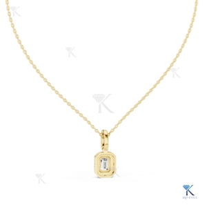 จี้เพชรแล็บโกรว์ทรงเอเมอรัลด์แบบฮาโล สร้อยคอทองคำแท้ 14K 18K สำหรับผู้หญิง หรูหรา เหมาะสำหรับงานแต่งงาน งานวันครบรอบ - Product Image 5