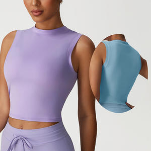 Top Deportivo Corto sin Mangas para Mujer, Personalizado al por Mayor, para Yoga, Gimnasio, Entrenamiento, Ejercicio, Ropa Deportiva Activa - Product Image 1