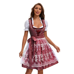 Disfraz de Dirndl para Mujer, Estilo Bávaro Tradicional Alemán, para Oktoberfest, Fiesta, Vestido de Poliéster, Estilo Cine y Televisión, de Lujo - Product Image 6