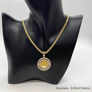 Lab Grown Diamond <b>Memory</b> Pendant Round Photo Necklace Silver Greek Key Halo Engravable Charm <b>Gift</b> - Product Image 2