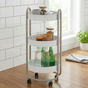 Chariot à outils en métal robuste à 3 niveaux avec plate-forme de finition à revêtement en poudre à quatre roues Support OEM pour chariots à main et chariots - Product Image 1