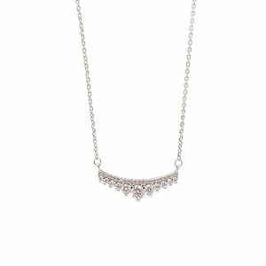 Collar de Barra Curva con Diamantes en Plata de Ley 925 para Mujer, Acabado Pulido, Elegante, para Fiestas, Bodas, Uso Diario, Regalo, Joyería - Product Image 3