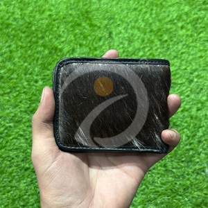 Wholesale Western Style Cowhide Hair <b>Wallet</b> Genuine Leather Mens Compact Card <b>Holder</b> With Handmade Rustic Finish - Product Image 1